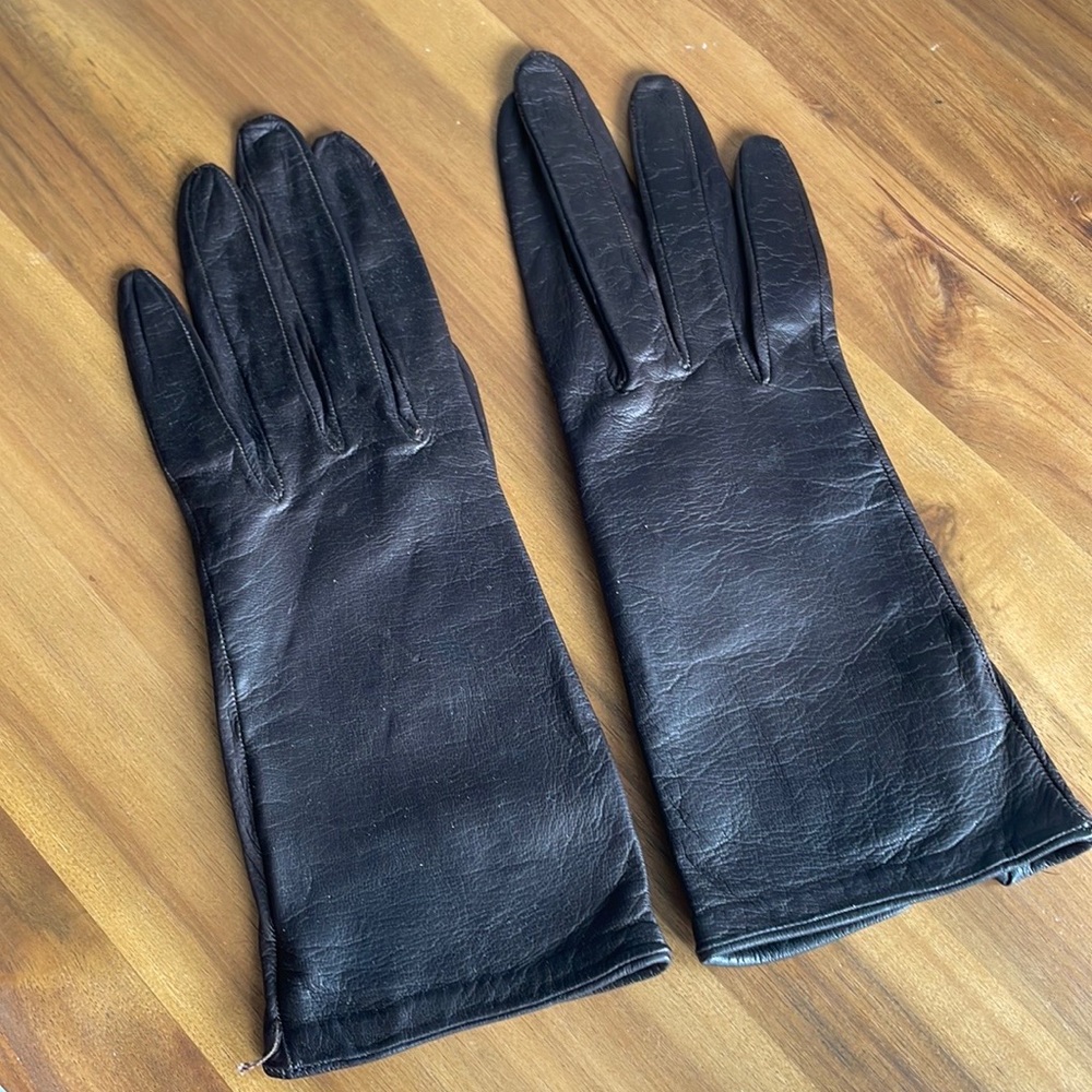 Vintage Christian Dior Goatskin Gloves Size 6.5 Dark Brown